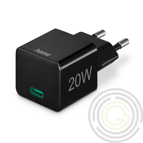 HÁLÓZATI TÖLTŐ, TYPE-C MINI "PD,QC" 20W, FEKETE