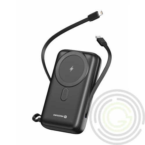 MagSafe kompatibilis power bank, 20000 mAh, 20W, beépített USB-Cés villámkábel, 22,5W