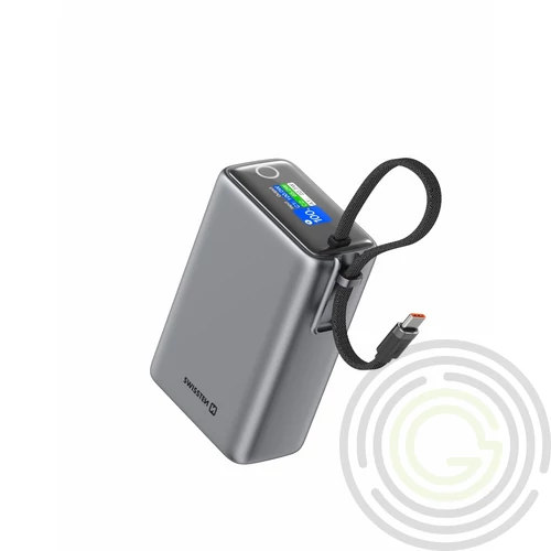 Swissten power bank, repülő kompatibilis, 25000 mAh (96,25Wh), 100W, beépített USB-C kábel