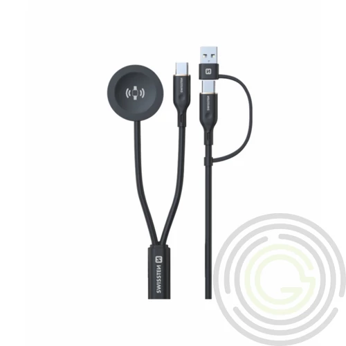 2in1 vezeték nélküli töltő, Samsung Galaxy Watch & USB-C kábel, 1,2m, fekete