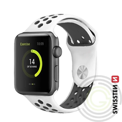 Apple Watch szilikon sportszíj 38/40/41 mm, platina/fekete