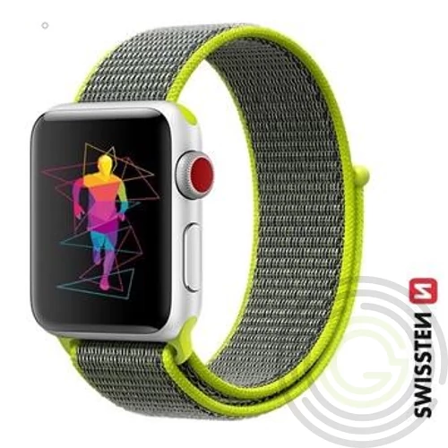 Apple Watch tépőzáras nylon szíj 42/44/45/49 mm, fényes zöld