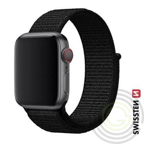 Apple Watch tépőzáras nylon szíj 42/44/45/49 mm, fekete