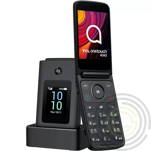 TCL onetouch 4043 (T313D) 4G kinyitható mobiltelefon dokkolóval, kártyafüggetlen, dual SIM, sötétszü