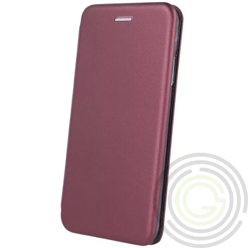 Forcell Elegance Samsung Galaxy A22 4G oldalra nyíló mágneses könyv tok szilikon belsővel burgundi