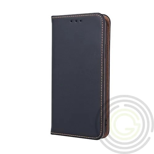 Genuine Leather Apple iPhone 13 Pro Max (6.7) oldalra nyíló mágneses bőrhatású könyv tok szilikon be