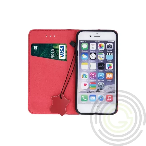 Genuine Leather Apple iPhone 13 Pro Max (6.7) oldalra nyíló mágneses bőrhatású könyv tok szilikon be