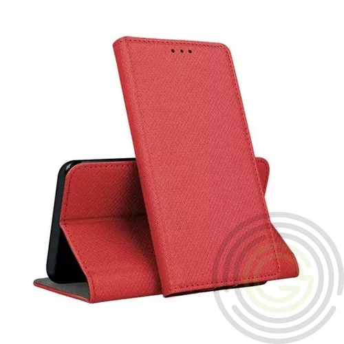 Smart magnet Xiaomi Redmi Note 14 Pro 4G oldalra nyíló mágneses könyv tok szilikon belsővel piros