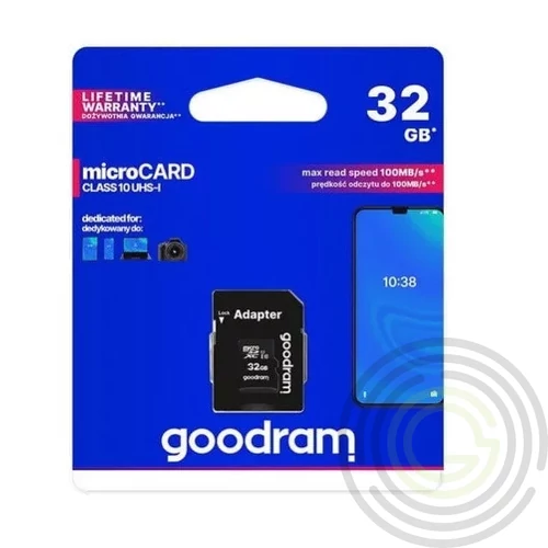 Goodram microSDHC 32GB Class 10 memóriakártya SD adapterrel Artisjus matricával - M1AA-0320R12