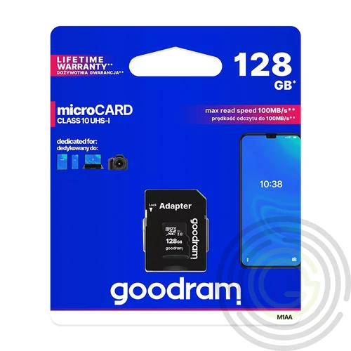 Goodram microSDHC 128GB Class 10 memóriakártya SD adapterrel Artisjus matricával - M1AA-1280R12