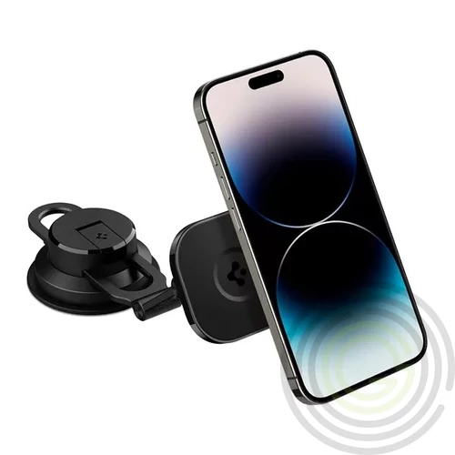 Spigen OneTap ITS35-3 Magsafe mágneses tapadókorongos autós tartó szélvédőre, műszerfalra, fekete