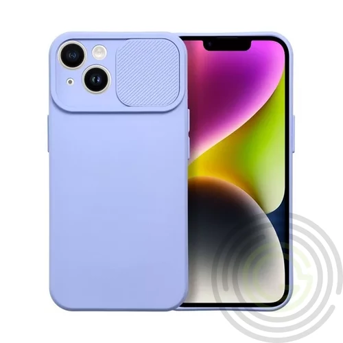 Slide Apple iPhone 14, kameravédős szilikon tok, levendula