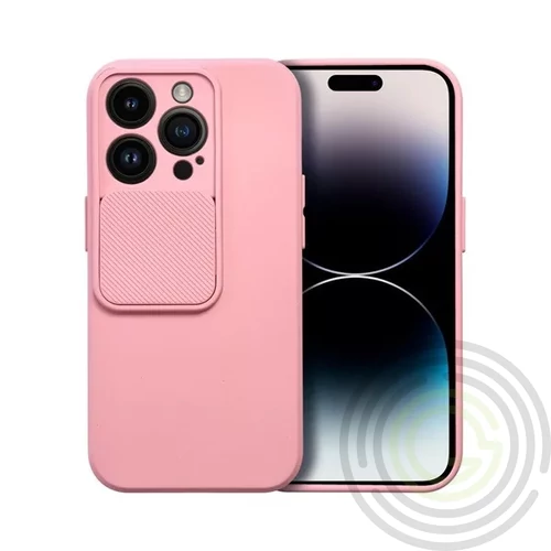 Slide Apple iPhone 14 Pro, kameravédős szilikon tok, rózsaszín