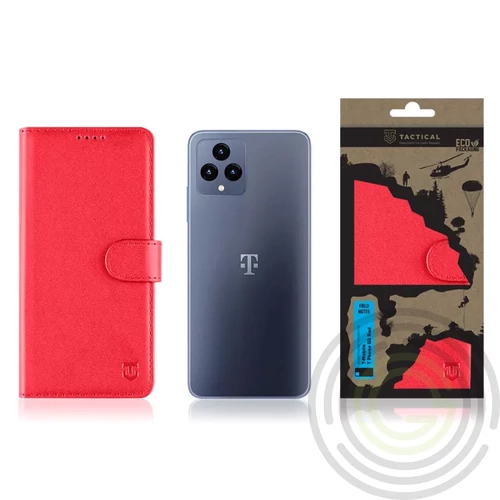 Tactical Field T - Mobile T Phone 5G oldalra nyíló mágneses könyv tok szilikon belsővel piros