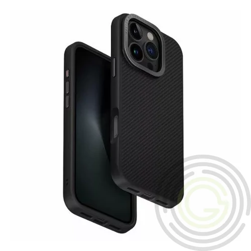 Uniq Keva Apple iPhone 16 Pro Magsafe hátlap tok kameravédő peremmel, karbon fekete