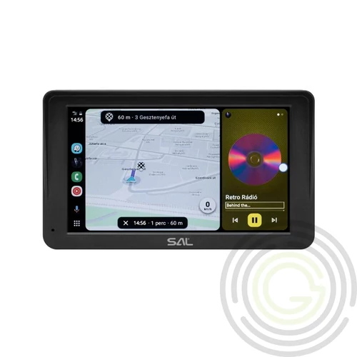 SAL CARPLAY7 autós multimédia központ, 7” IPS LCD érintőképernyő, CarPlay, Android Auto, USB