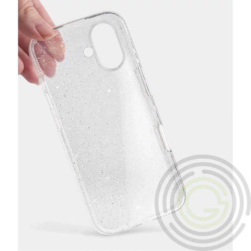 iPhone 16 csillámos szilikon hátlap, Átlátszó