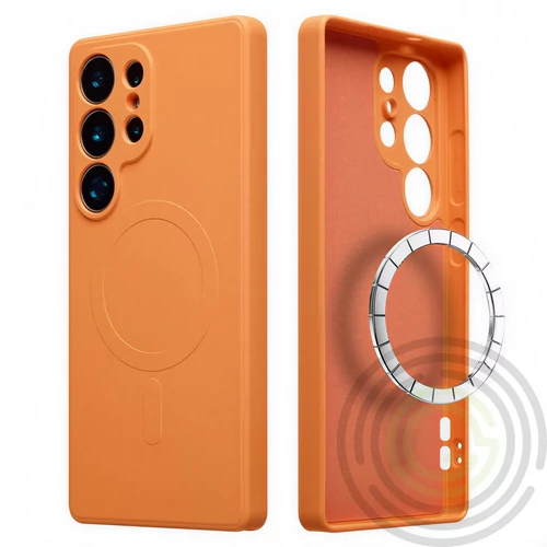 Samsung S26 Ultra TPU+PC mágneses szil tok narancs