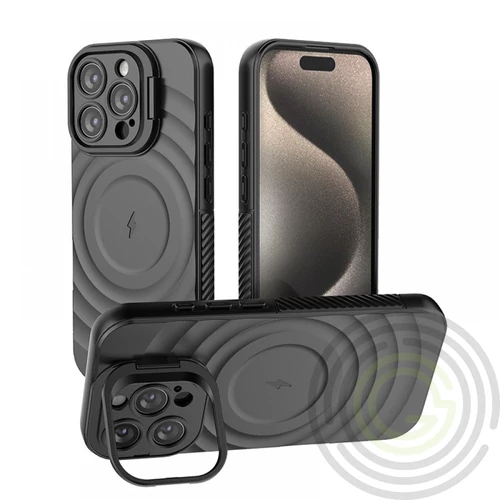 Iphone 16 Pro mágneses ütésálló tok Fekete