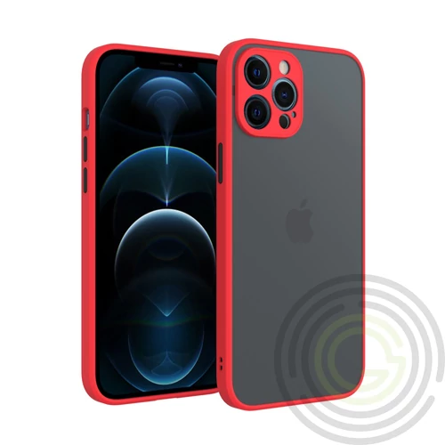 iPhone 12 műanyag tok, piros, fekete