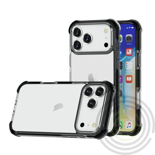 iPhone 17 Pro Max ütésálló szilikon hátlap, Fekete