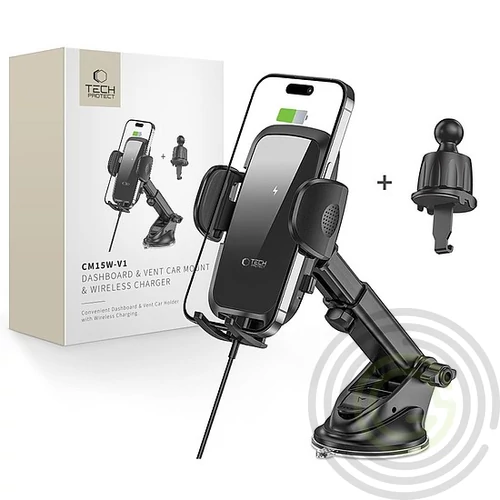 Tech-Protect CM15W-V1 autós telefontartó 15 W-os induktív töltővel pilótafülke-szellőzőnyíláshoz