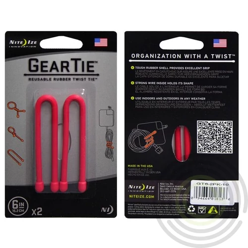 Nite Ize Gear Tie 6" kötöző, piros (GT6-2PK-10) (OS)