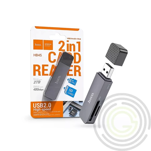 HOCO SD/MICROSD USB MERMÓRIAKÁRTYA-OLVASÓ - HOCO HB45 OTG 2IN1 CARD READER - FEKETE/SZÜRKE