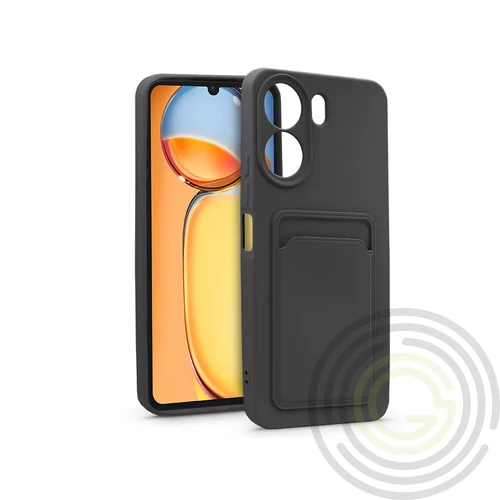XIAOMI REDMI 13C SZILIKON HÁTLAP KÁRTYATARTÓVAL - CARD CASE - FEKETE