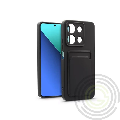 XIAOMI REDMI NOTE 13 4G SZILIKON HÁTLAP KÁRTYATARTÓVAL - CARD CASE - FEKETE