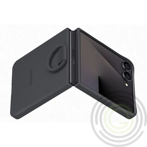 Samsung Flip 7 Szilikon tok gyűrűvel, fekete