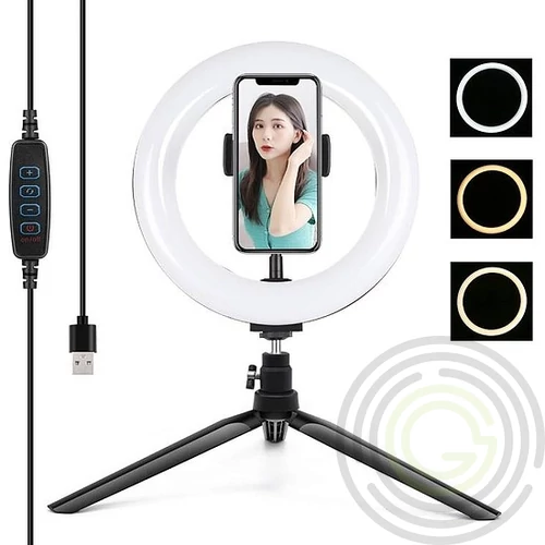 Puluz Ring lámpa / LED állvány 20cm telefontartóval