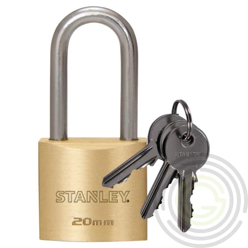 STANLEY S742-040 rézlakat, 20 mm, 3 kulcsos, dupla reteszelésű kengyel