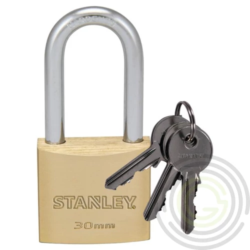 STANLEY S742-042 rézlakat, 30 mm, 3 kulcsos, dupla reteszelésű kengyel