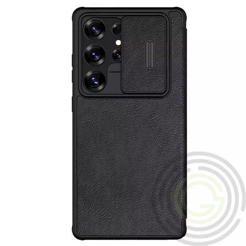 Nillkin Qin Pro Samsung Galaxy S25 Ultra bőr flip tok, fekete