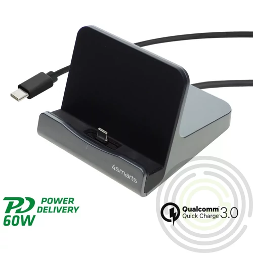 4smarts VoltDock USB-C asztali tablet töltő állvány, 60W, ezüst