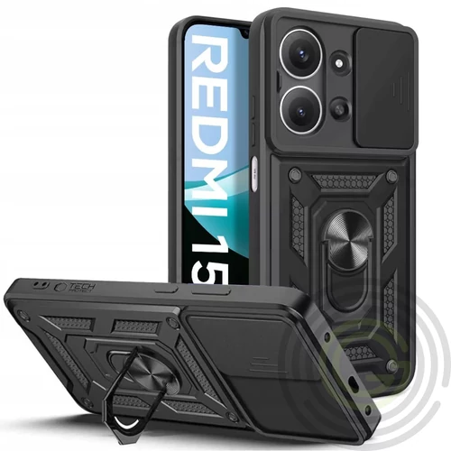 Tech-Protect Camshield Pro Xiaomi Redmi 15C 4G strapabíró tok kameravédelemmel,kitámasztóval, fekete