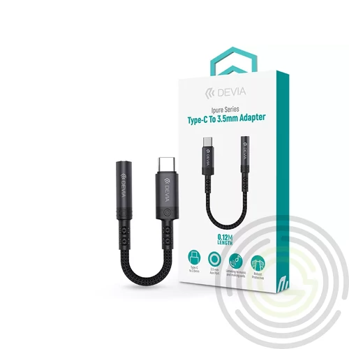 Devia Ipure Series Type-C/AUX 3,5 mm audió adapter - fekete