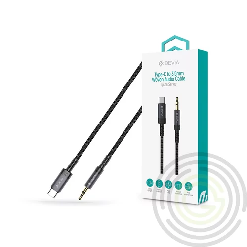 Devia iPure Series Woven AUX 3,5mm jack/Type-C audio kábel 1m - fekete
