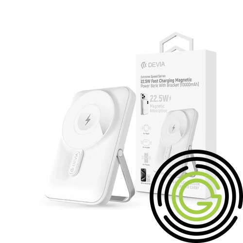 Devia Extreme Speed Magnetic PD 22.5W powerbank/állvány - Lightning/Type-C - 10.000 mAh - fehér