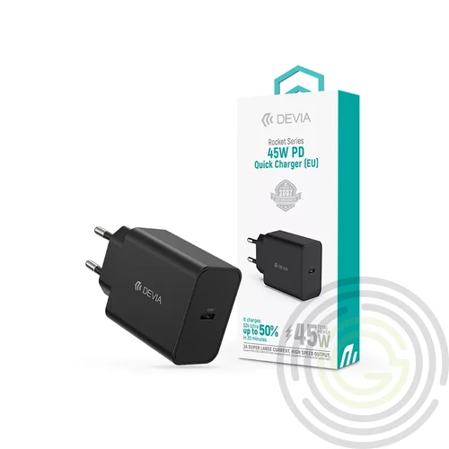 Devia Rocket Series 45W PD hálózati gyorstöltő adapter Type-C - fekete