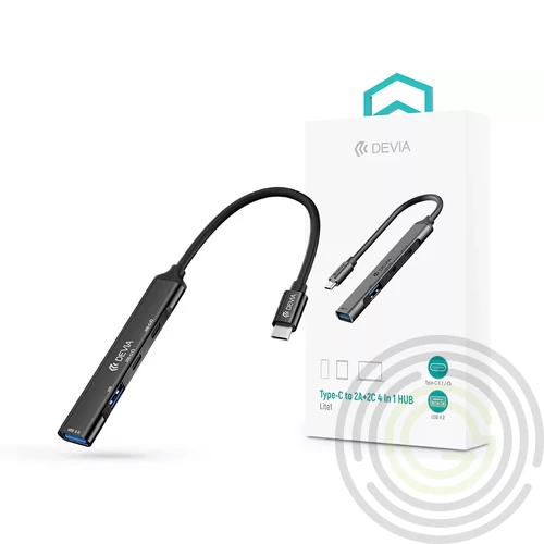 Devia Lite1 4 in 1 Hub - USB-C 3.1 - USB 3.0/USB 2.0/2xType-C elosztó/adapter - szürke