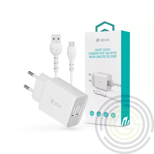 Devia Smart Series 12W 2xUSB hálózati töltő adapter + USB/microUSB kábel 1m