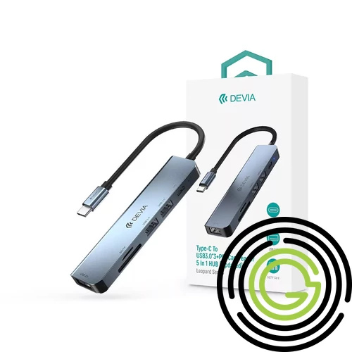 Devia USB Type-C - 3xUSB 3.0 + PD + Kártyaolvasó elosztó/adapter