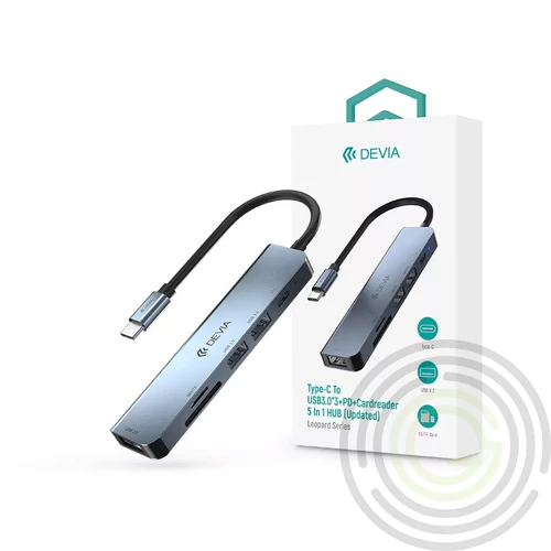 Devia USB Type-C - 3xUSB 3.0 + PD + Kártyaolvasó elosztó/adapter