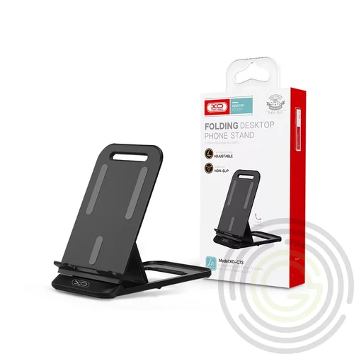 XO asztali telefon/tablet tartó - XO C73 Folding Desktop Phone Stand - fekete
