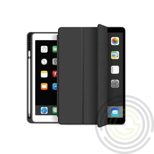 Apple iPad Air 4 10.9 (2020) védőtok (Smart Case) on/off funkcióval, Apple Pencil tartóval – black (ECO csomagolás)