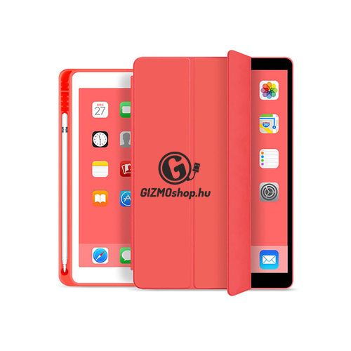 Apple iPad 10.2 (2019/2020/2021) védőtok (Smart Case) on/off funkcióval, Apple Pencil tartóval – red (ECO csomagolás)