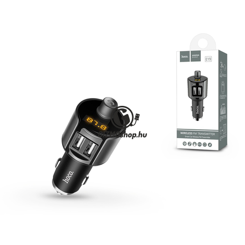 Hoco Bluetooth FM-transmitter / szivargyújtó töltő/kihangosító – 2xUSB – Hoco E19 – black