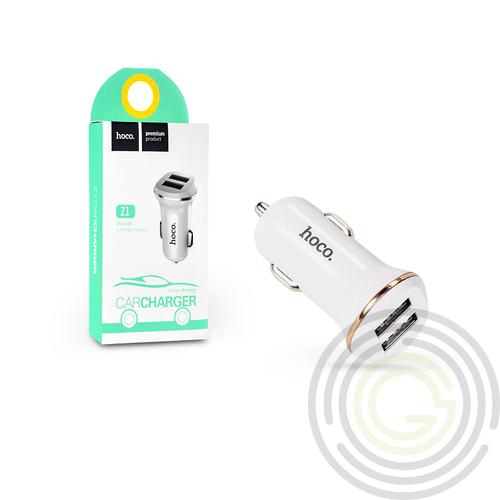HOCO 2xUSB szivargyújtós töltő adapter – 5V/2,1A – HOCO Z1 – fehér
